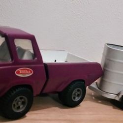 1970s Metal Tonka Pickup Truck With Metal Horse Trailer