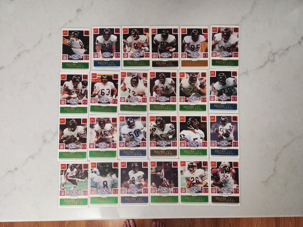 1986 Chicago Bears Mcdonalds Team Set