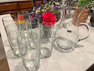 Princess House etched glass Pitcher Set