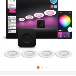 5 in. / 6 in. LED Smart Color Changing Recessed High Lumen Downlight with Bluetooth Starter Kit (4-Pack and Hue Bridge)