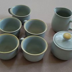 Gourmet International Stoneware Tea Pot Set Golden Yellow 7 PCS