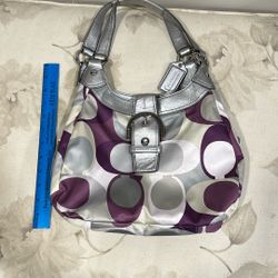 Coach Silver & Purple Shoulder Bag Style F17406
