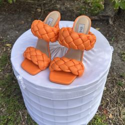 Steve Madden Orange Heeled Sandals with Quilted Design