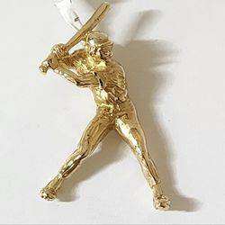 14k 4.2g Baseball Batter Solid Charm