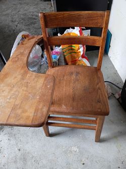 Vintage Wooden School Desk Chair