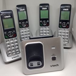 VTech CS6529-4 DECT 6.0 Phone Set  with Caller ID/Call Waiting, 4 Cordless Handsets, Silver

