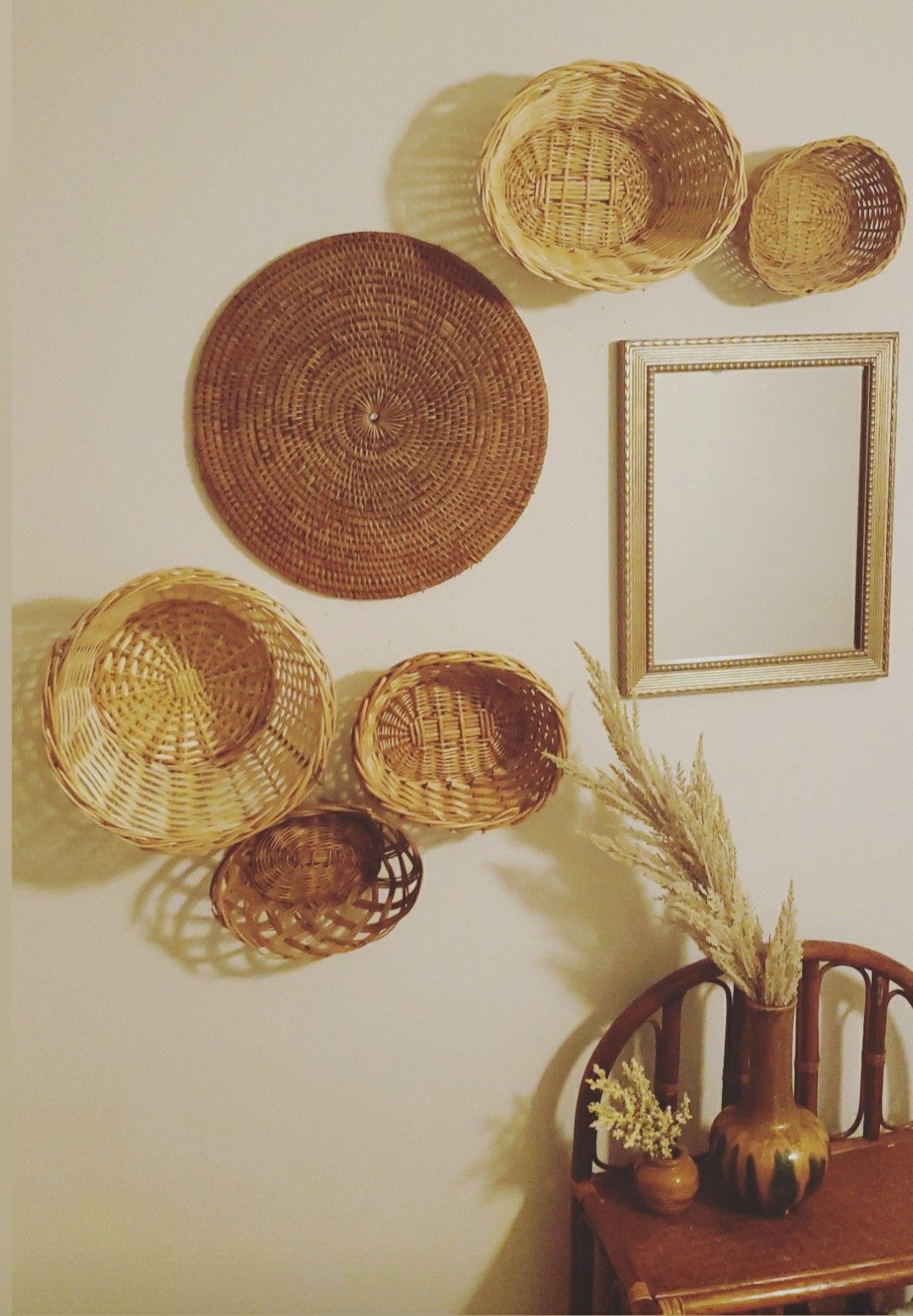 Wicker Basket wall/mirror/boho