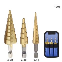 3pcs Step Drill Set Metal Woodworking Reamer