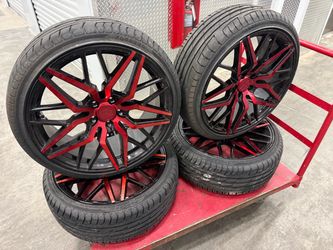 20” SPD Black & Red Wheels w/ Tires