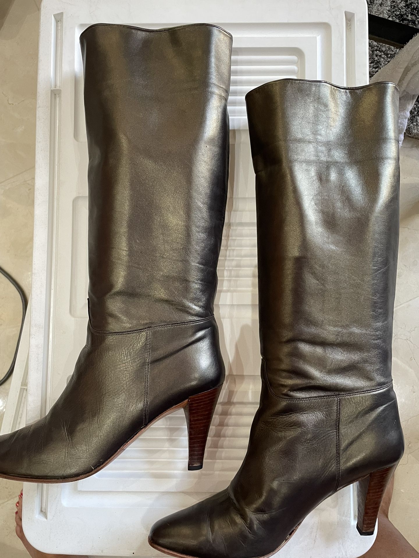 Charles Jordan Knee High Boots Pewter Color