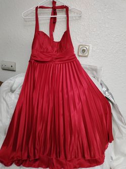 Red, Pleated Dress