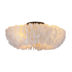 20 Feather-Dressed Caged Ceiling Fans with Remote, Flush Mount Ceiling Fan with Light, Chandelier Fan 6 Speed DC Motor Reversible Ceiling Fan For Livi