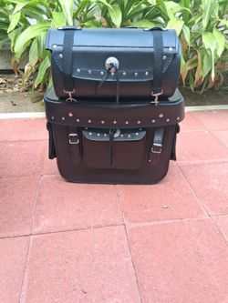 Brand New Leather Milwaukee  sissy bar touring bags