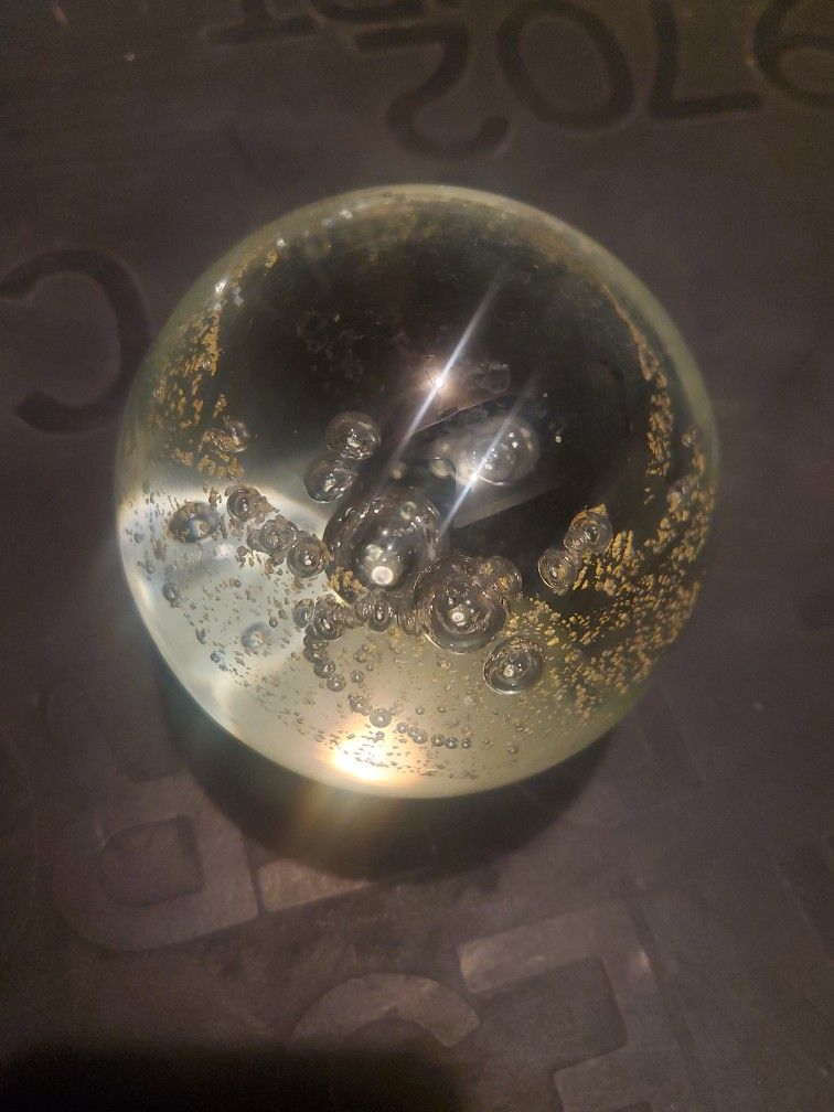 Glass Paperweight With 24k Flakes 