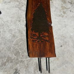 Wood With  Tree Engraved 