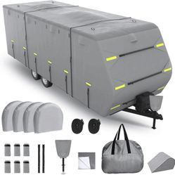 RVSandor Travel Trailer RV Cover 20-22Ft Windproof &Anti-UV Camper Cover 300D