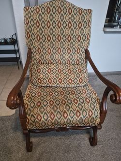 Vintage Upholstered Armchair with Wood Frame