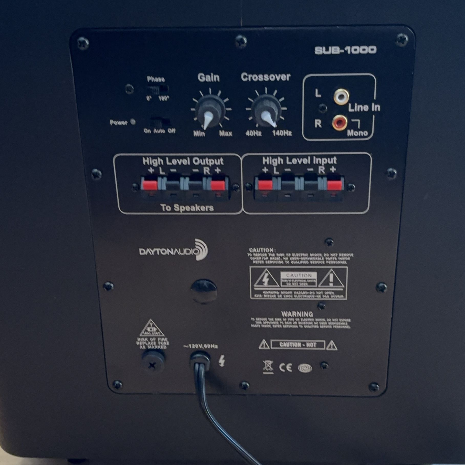 (Brand New) Dayton Audio SUB-1000 Subwoofer