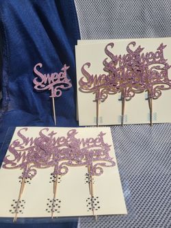 **Sweet 16 Cupcake Toppers – Rose Gold Glitter** $20