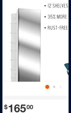 New SPACECAB Media 16 x 36 x 3-1/2 in. Frameless Recessed 1 Door Medicine Cabinet 12-Shelves Polished Edge Mirror. Retails Around $180 With Taxes!