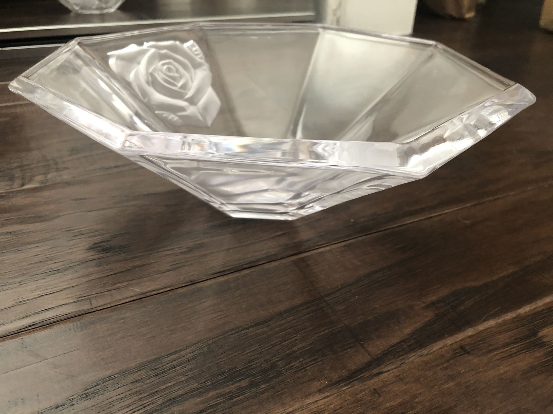 Cut Sandblasted Crystal Bowl