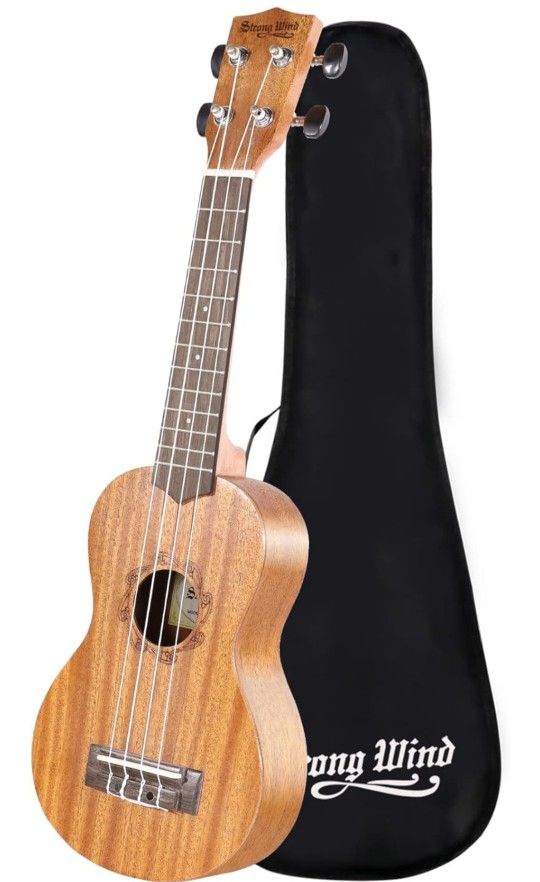 Strong Wind Soprano Ukulele for Beginners, Mahogany 21 Inch Hawaiian Starter Uke Kids Guitar Ukalalee With Gig Bag