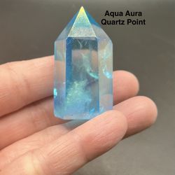 Aqua Aura Genuine Quartz Obelisk/Point 33.7g