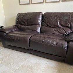 Dark Brown Leather Reclining Sofa Set