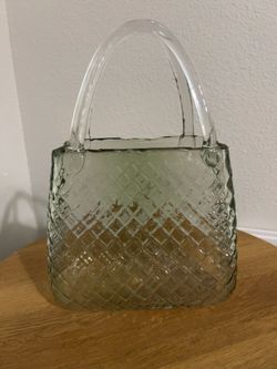 Textured Glass Handbag Vase / Decorative Purse Vase
