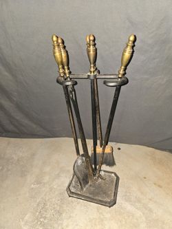 Antique Brass Fireplace Tools