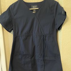 Maternity Scrub Tops (black And Navy Blue)