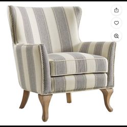 Beautiful Gray and white stripe Dorel Asia Accent Chairs – Like New – $300 for both $200 for 1  OBO