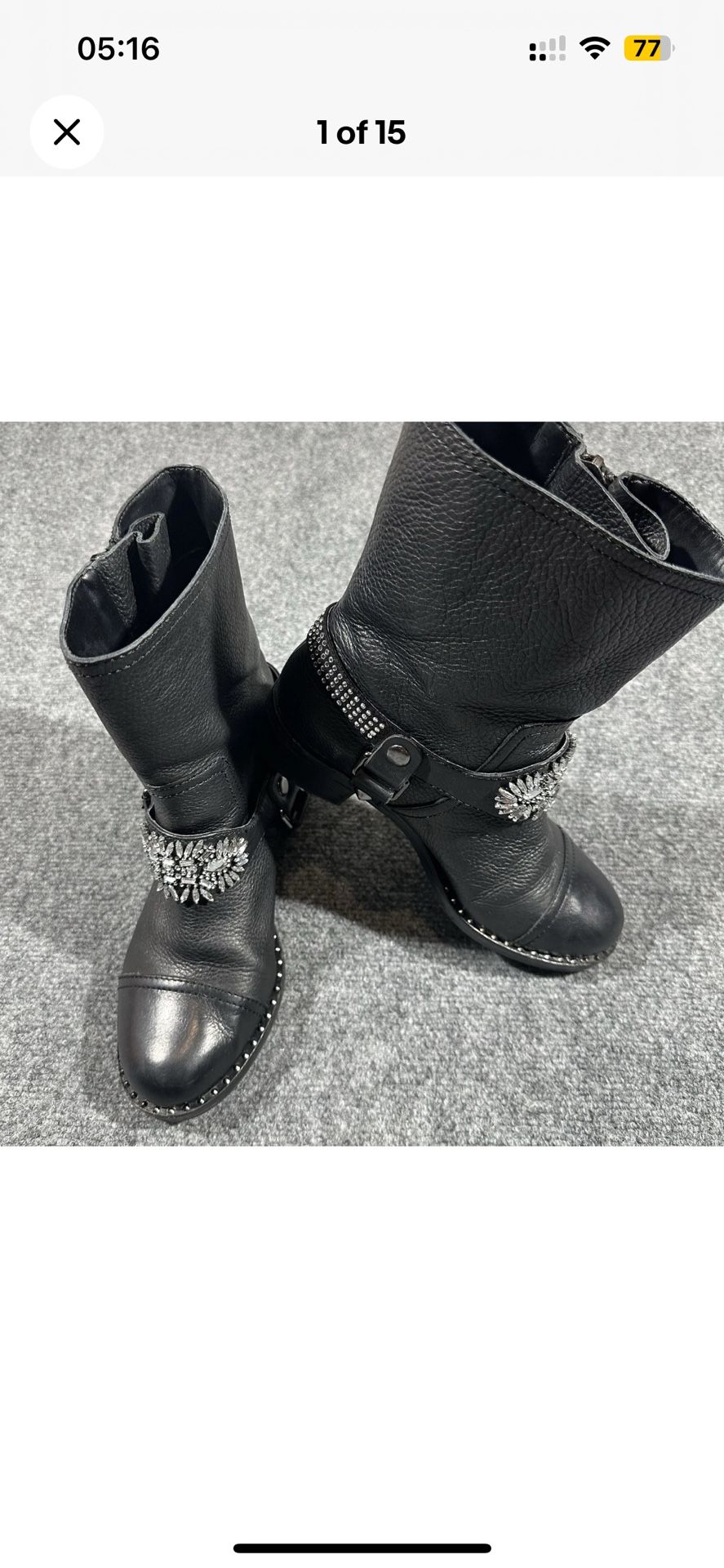 Fancy  Leather Boots Size 8