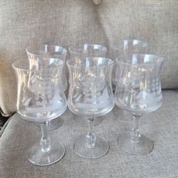 6 Vtg 1950's Romanian Wine Glasses abd Decanter