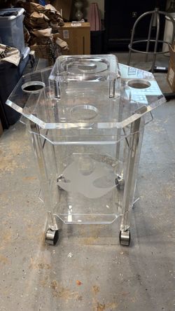Vintage Luciter Side Table Bar Cart with Casters and Dove Etching