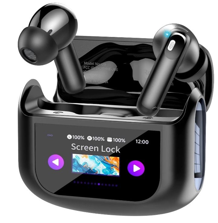 Touch Screen Wireless Earbuds, Bluetooth 5.4 Ear Buds with Multifunctional with ENC Noise Cancelling MicClear Calls Earphones, 48H Bass Stereo