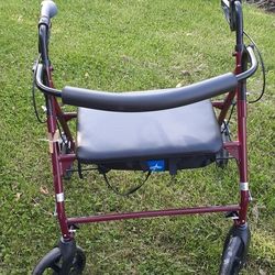 ADULT SIZE WALKER HAS WIDE SEAT AND STORAGE SPACE UNDER SEAT LIKE NEW CONDITION..CLICK ON PICTURE YOU WILL GET FULL PICTURE SIZE 