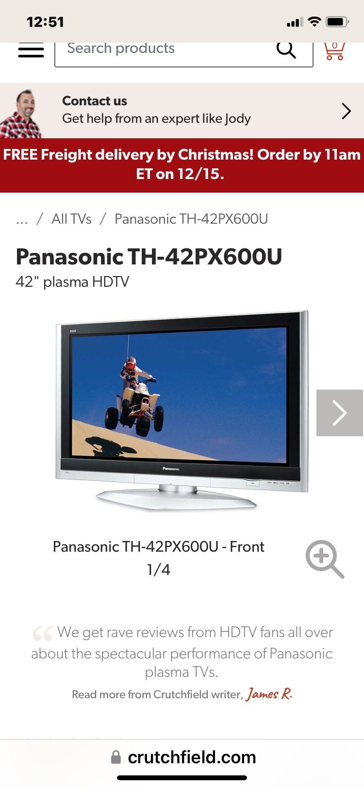 Panasonic Plasma TV TH-42PX600U