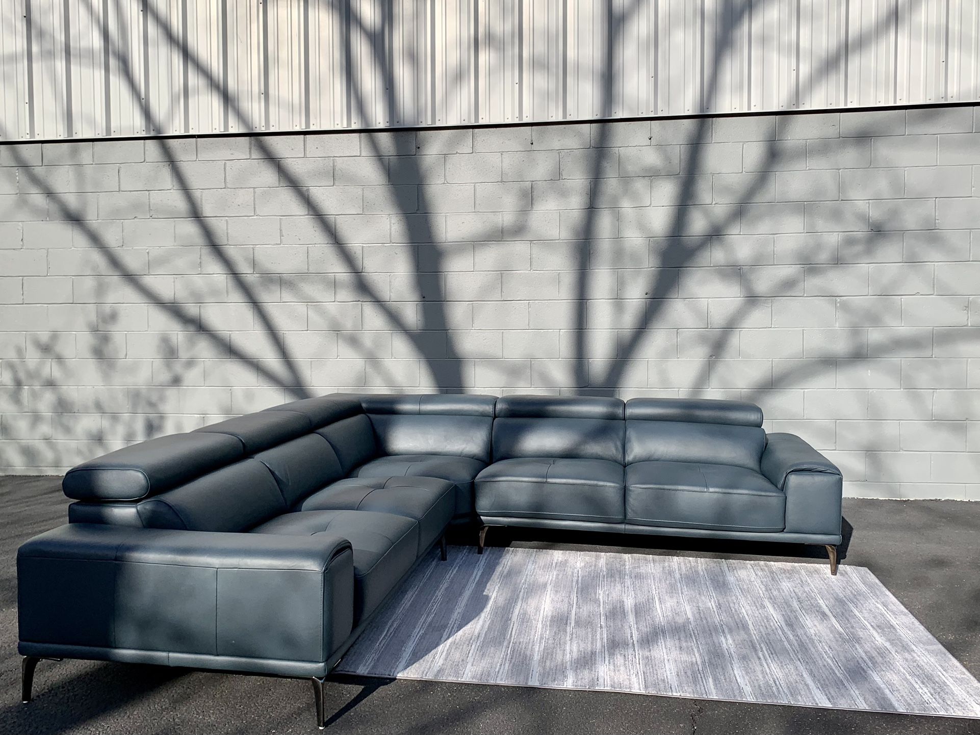 Free Delivery, $1,800 - Abbyson Living Quinton Top Grain Leather Sectional