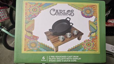 2 Preseasoned Cast Iron Fajita Skillets (New)