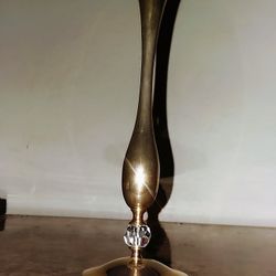 VINTAGE MID CENTURY  HOLLYWOOD REGENCY BRASS SWAROVSKI CRYSTAL ACCENT TABLE FLORAL FLOWER VASE CENTERPIECE DECOR