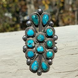 Vintage Sterling Silver Turquoise Ring Sz 8
