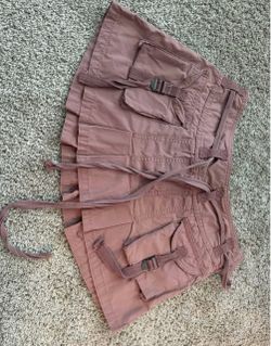Mauve Cargo Mini Skirt with Buckle Straps