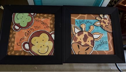 Set of two kids room, pictures or classroom pictures