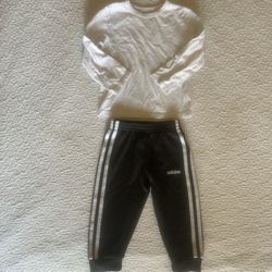 Adidas Unisex 2T Joggers & Long Sleeve Top Set Casual Outfit