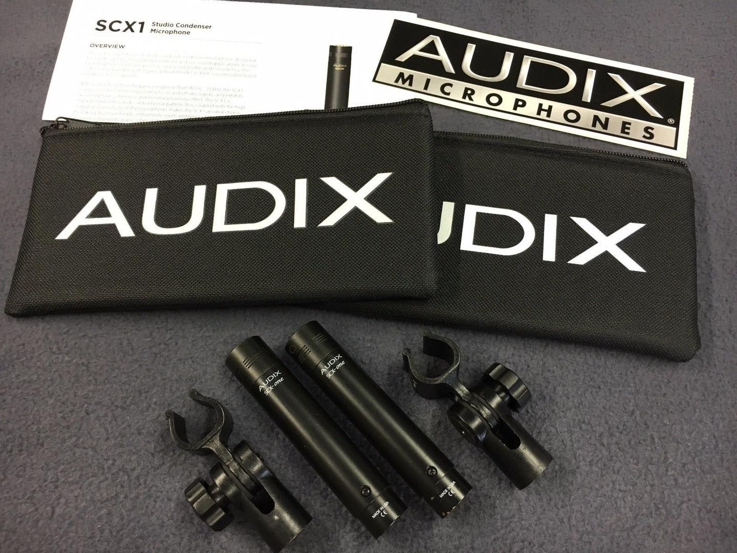 Pair of Audix Scx1 condenser mic's with storage bags and stand clips included