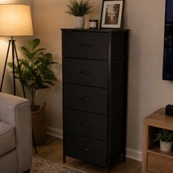 Black 5-Drawer Tall Dresser 