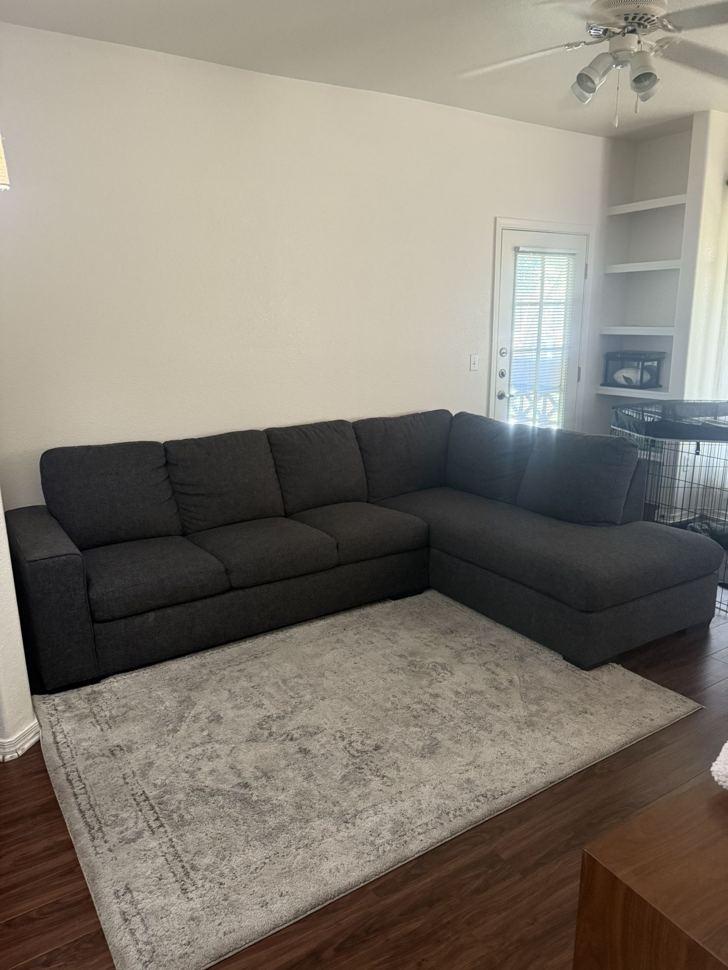 Lucy Dark Grey 2 Piece Sectional w/Right Arm Facing Chaise