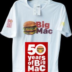 ☆IMPORTED☆ Mcdonalds Big Mac Shirt 50th Anniversary McDs BigMac Tee T-shirt Mc DONALDS Happy Meal BigMac