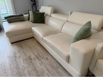 Modern White Sectional Sofa With Adjustable Headrest